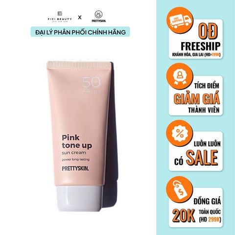 Kem Chống Nắng Che Khuyết Điểm, Chống Trôi, Nâng Tone Trắng Hồng Prettyskin Pink Tone Up Power Long Lasting Sun Cream 70ml