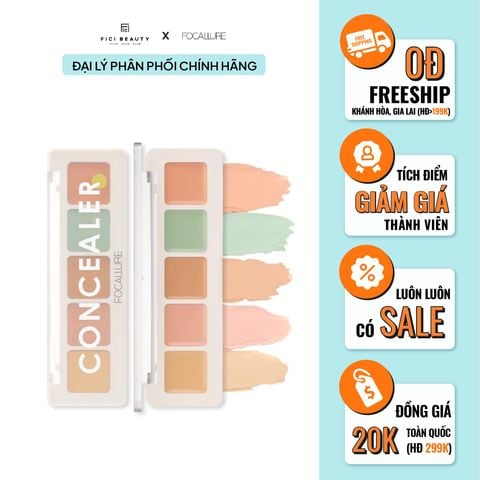 Bảng Triệt Sắc Che Khuyết Điểm 5 Ô Focallure Color Concealer Palette FA172