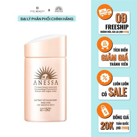 Kem Chống Nắng Dạng Sữa Dịu Nhẹ Cho Da Dễ Kích Ứng Anessa Perfect UV Sunscreen Mild Milk SPF 50+/PA++++ 60ml