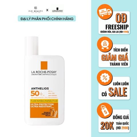 Kem Chống Nắng Dạng Sữa, Bảo Vệ Da Khỏi UVA Dài, Ngăn Ngừa Thâm Nám LA ROCHE-POSAY Anthelios UVMune 400 Invisible Fluid SPF50+ 50ml