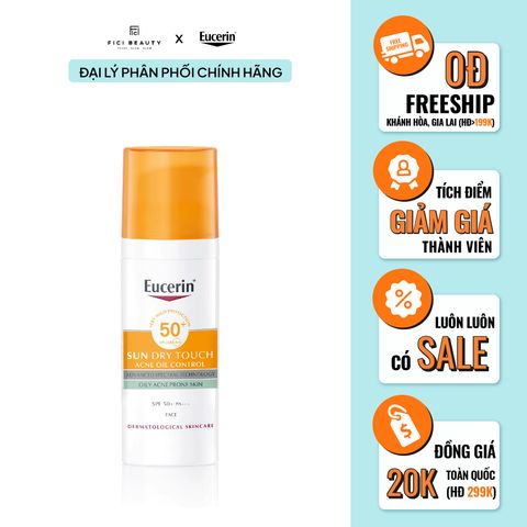 Kem Chống Nắng Dành Cho Da Dầu Mụn Eucerin Sun Dry Touch Oil Control Face 50ml