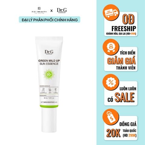 Kem Chống Nắng Dưỡng Ẩm, Chống Ánh Sáng Xanh Dành Cho Da Nhạy Cảm Dr.G Green Mild Up Sun Essence SPF50+ PA++++ 50ml