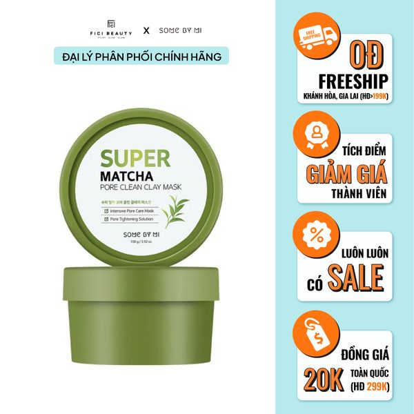 Mặt Nạ Đất Sét Trà Xanh Giúp Làm Sạch, Thu Nhỏ Lỗ Chân Lông Some By Mi Super Matcha Pore Clean Clay Mask 100g