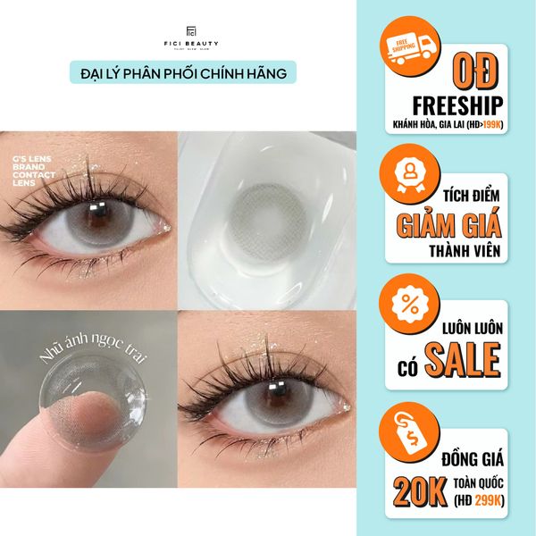 Lens Thời trang DOUYIN (cặp) - Ocean Gray - 0 độ đến 3 độ