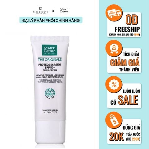 Kem Chống Nắng Phổ Rộng Toàn Diện Ngừa Lão Hóa, Phòng Chống Nám Quay Lại Martiderm The Originals Proteos Screen SPF50+ Fluid Cream 40ml