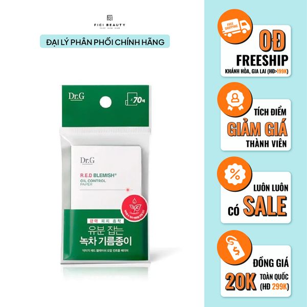Giấy Thấm Dầu Kiểm Soát Dầu Nhờn Dành Cho Da Nhạy Cảm Dr.G R.E.D Blemish Oil Control Paper - 70 Tờ