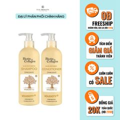 Bộ Dầu Gội Xả Phục Hồi Tóc Hư Tổn, Khô Xơ, Kích Thích Mọc Tóc BIOTIN & COLLAGEN 500ml - VÀNG (Dưỡng Tóc Siêu Mềm Mượt)
