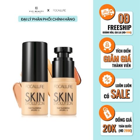 Kem Nền BB Che Khuyết Điểm, Kiềm Dầu, Mỏng Nhẹ FOCALLURE Skin Evolution SPF 15+ Foundation FA30