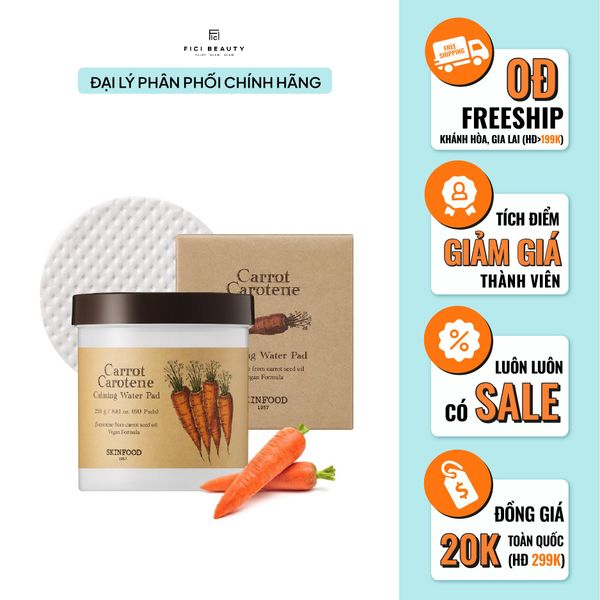 Bông Dưỡng Cấp Ẩm Chiết Xuất Cà Rốt Làm Dịu Mát Làn Da Carrot Carotene Calming Water Pad 250g (60 miếng)