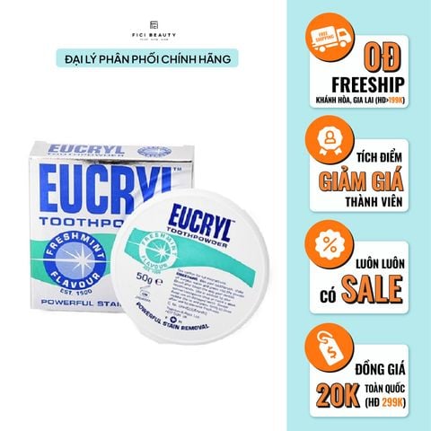 Bột Tẩy Trắng Răng Eucryl Toothpowder Freshmint 50g