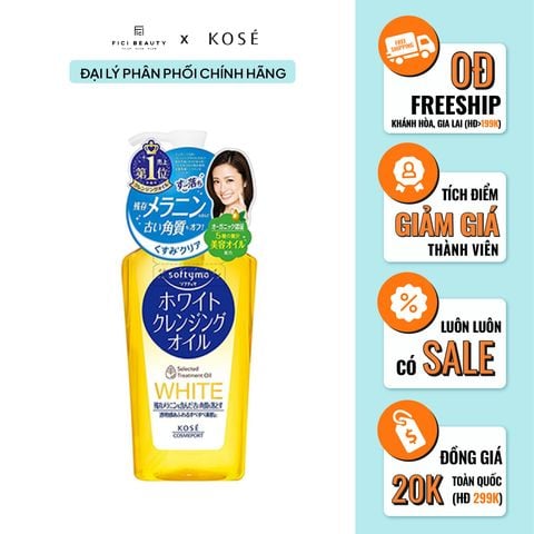 Dầu Tẩy Trang Dưỡng Trắng Da Kose Softymo White Cleansing Oil 230ml