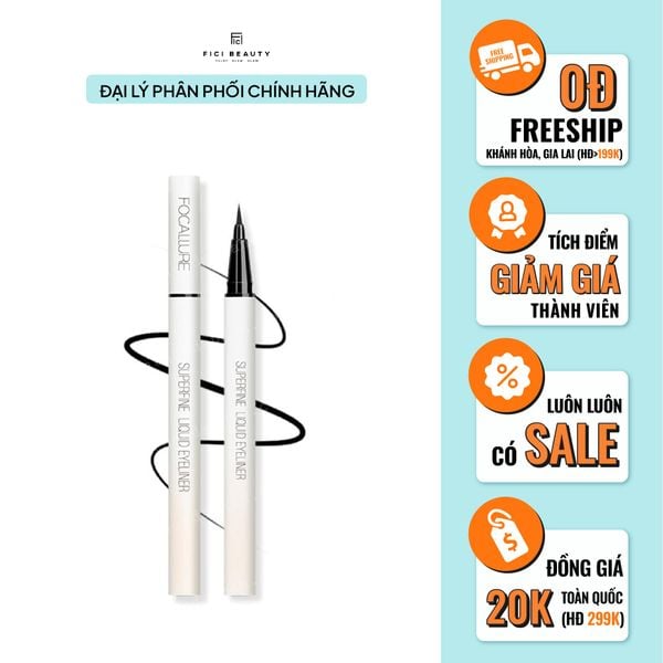 Bút Kẻ Mắt Dạng Lỏng Chống Thấm Nước Nhanh Khô FOCALLURE Superfine Liquid Eyeliner FA91 - Tone 01 Black