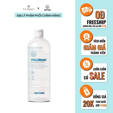 Nước Tẩy Trang Chiết Xuất Lá Nha Đam Cấp Ẩm Dành Cho Mọi Loại Da Prettyskin Hyaluronic Cleansing Water 600ml