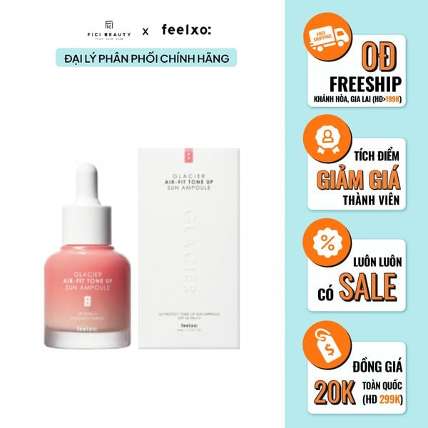 Tinh Chất Chống Nắng, Dưỡng Trắng Nâng Tone Feelxo Glacier Air-Fit Tone Up Sun Ampoule SPF50+/PA+++ 30ml