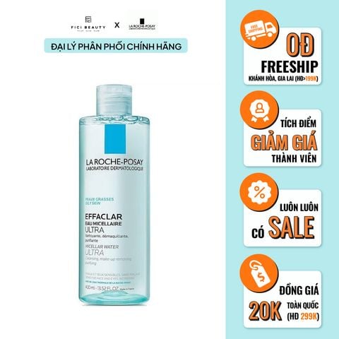 Nước Tẩy Trang Dành Cho Da Dầu Mụn, Da Nhạy Cảm La Roche-Posay Micellar Water Ultra Oily Skin