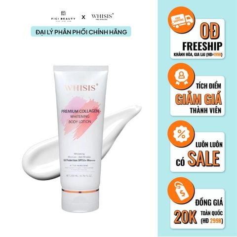 Kem Dưỡng Thể Trắng Da Chống Nắng WHISIS Premium Collagen Whitening Body Lotion 200ml