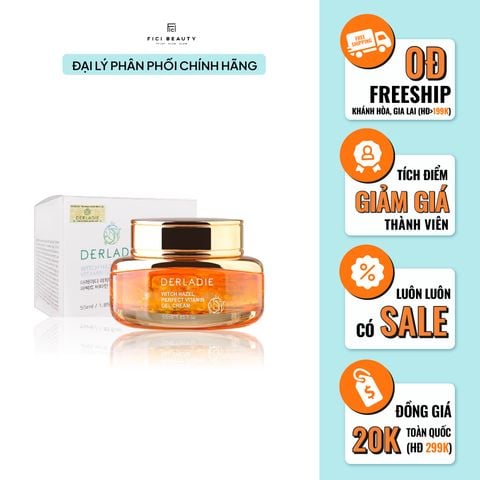 Gel Cấp Ẩm Chăm Sóc Da Mụn, Hỗ Trợ Mờ Thâm, Sẹo Derladie Witch Hazel Perfect Vitamin Gel Cream 55g