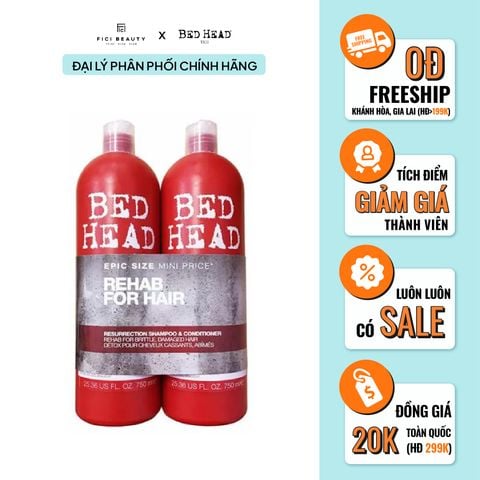 Bộ Dầu Gội Xả Phục Hồi Tóc Hư Tổn TIGI Bed Head Resurrection Shampoo & Conditioner