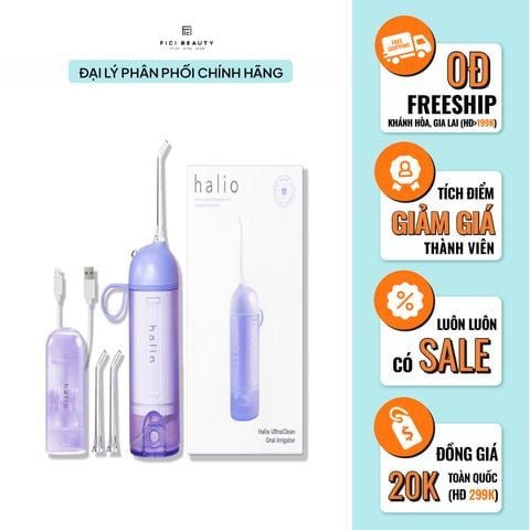 Máy Tăm Nước Cầm Tay Làm Sạch Răng Miệng, Chăm Sóc Nướu Halio UltraClean Oral Irrigator Periwinkle