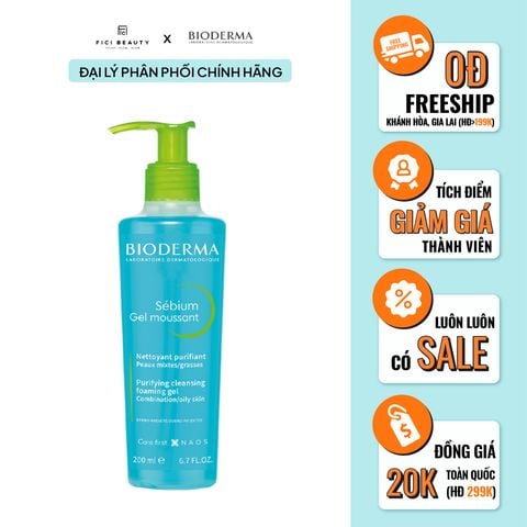 Gel Rửa Mặt Ngăn Ngừa Mụn Cho Da Dầu Bioderma Sebium Gel Moussant 200ml