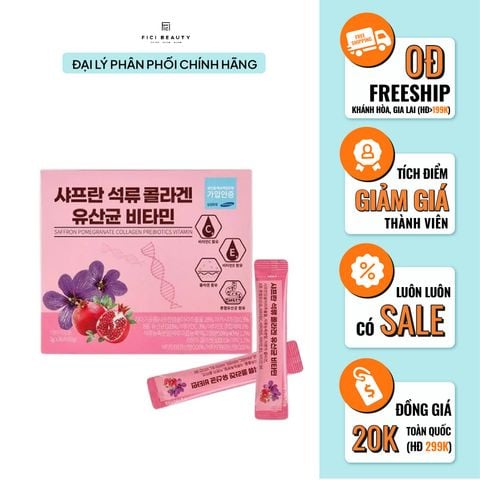 Bột Collagen Lựu Đỏ Nhụy Hoa Nghệ Tây Biocell Saffron Pomegranate Collagen Probiotics Vitamin 2g x 30 gói