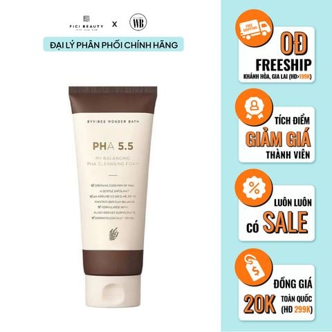 Sữa Rửa Mặt Cân Bằng Độ pH Cho Da Byvibes Wonder Bath PHA 5.5 pH Balancing Cleansing Foam 150ml