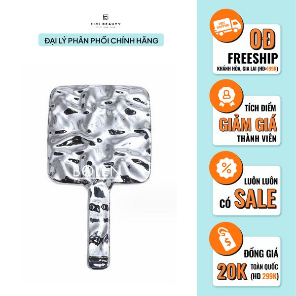 Gương Trang Điểm Cầm Tay Vuông Bạc