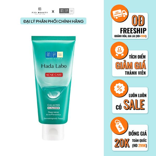 Sữa Rửa Mặt Cho Da Mụn & Nhạy Cảm Hada Labo Acne Care Calming Cleanser 80g