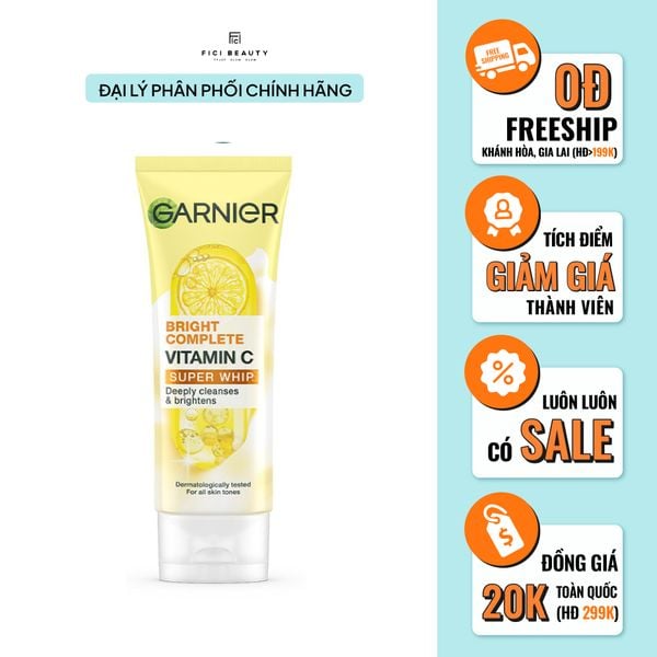 Sữa Rửa Mặt Garnier Tạo Bọt Dưỡng Sáng Làn Da Light Complete Vitamin C Whip Foam 50ml