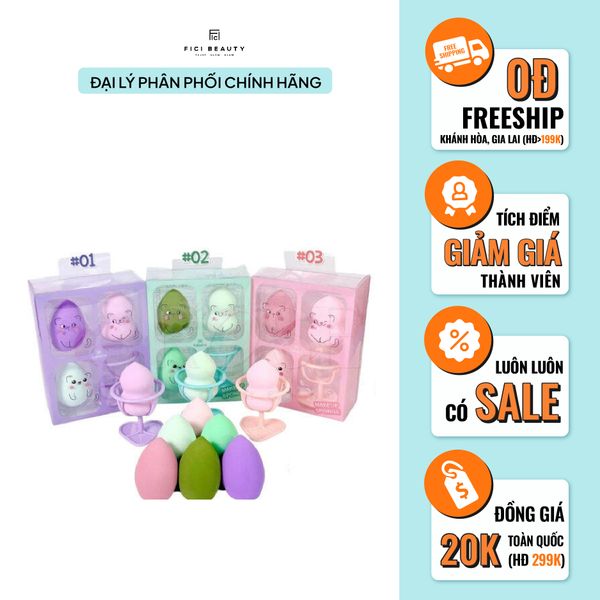 Set 2 Bông Mút Trang Điểm HABARIA - Màu Ngẫu Nhiên