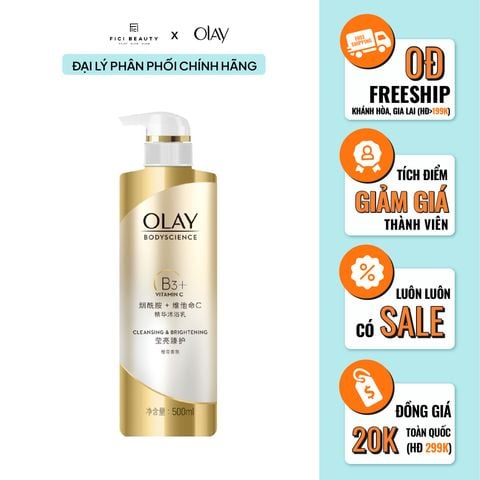Sữa Tắm Dưỡng Trắng Da OLAY Bodyscience B3+Vitamin C Cleansing & Brightening Creme Body Wash 500ml