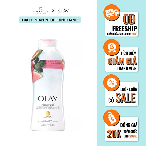 Sữa tắm Olay Fresh Outlast Body Wash-650ml - DƯA HẤU
