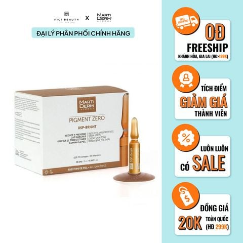 Ampoule Tế Bào Gốc Dưỡng Sáng Đều Màu Da, Giảm Đốm Sắc Tố Martiderm Pigment Zero DSP Bright - 30 ống (2ml x 30)