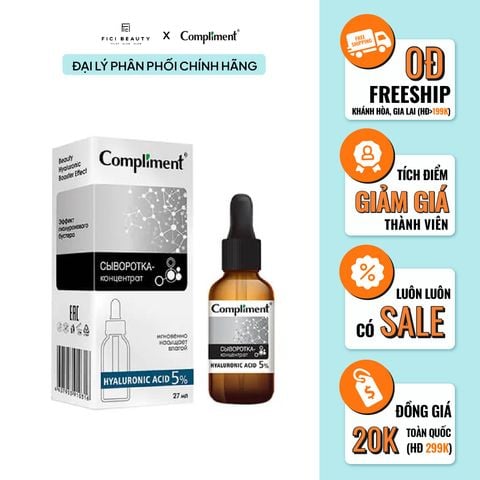 Serum Cấp Ẩm Phục Hồi, Làm Dịu Da COMPLIMENT NO PROBLEM Hyaluronic Acid 5% 27ml