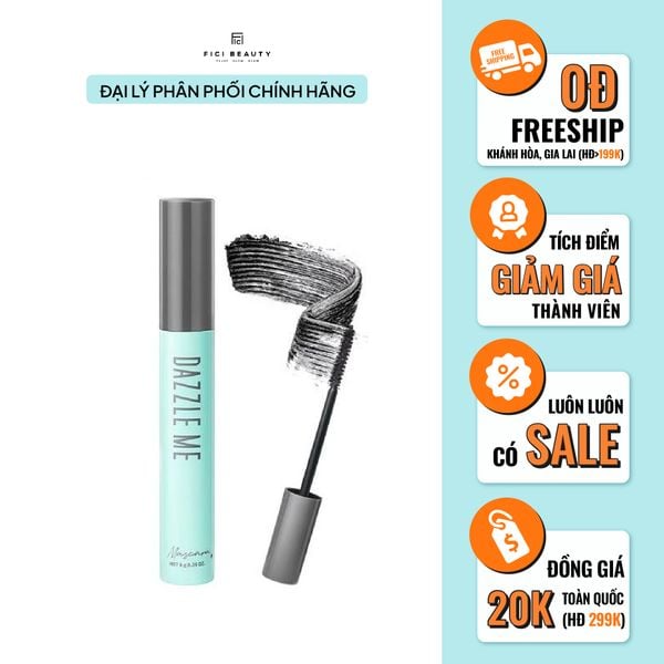 Mascara Chống Thấm Nước Làm Cong Và Dày Mi DAZZLE ME Holy Moly Volume Mascara 01 Black Màu Đen 2gr