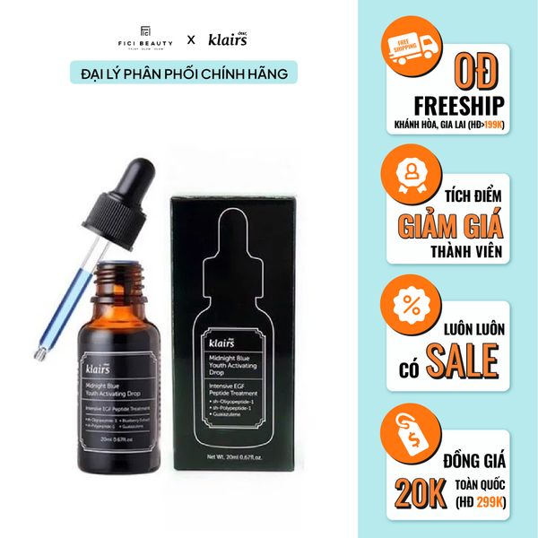 Tinh Chất Dưỡng Làm Dịu, Phục Hồi Da & Chống Lão Hóa Klairs Midnight Blue Youth Activating Drop 20ml