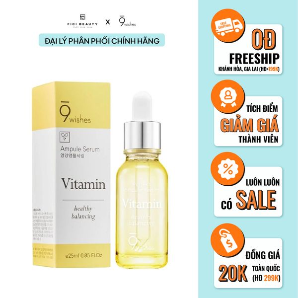 Tinh Chất Dưỡng Trắng, Chống Lão Hóa 9 Wishes Vitamin Healthy Balancing Ampule Serum 25ml