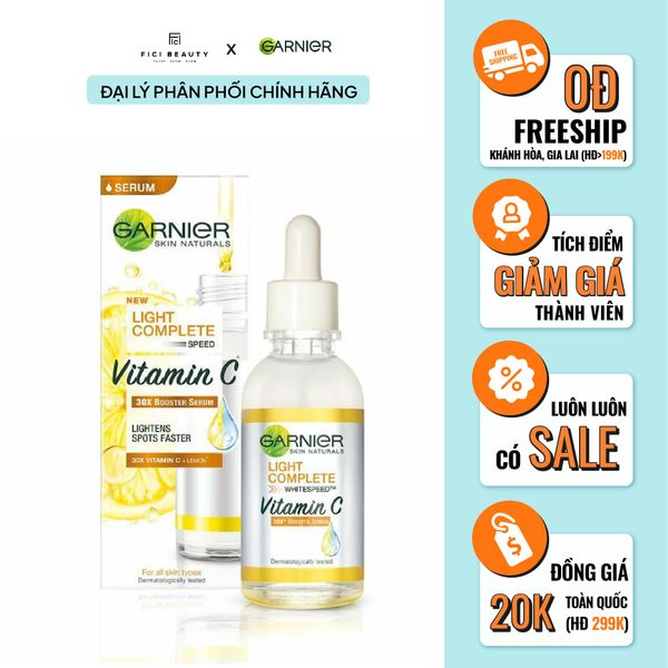 Tinh Chất Tăng Cường Sáng Da Mờ Thâm Garnier Light Complete Vitamin C 30X Booster Serum 30ml