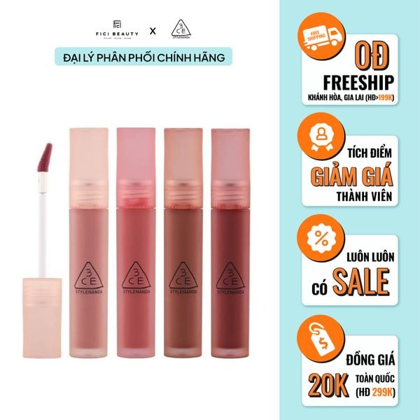 Son Kem Lì, Mịn Mượt Nhẹ Môi 3CE Blur Water Tint 4.6g