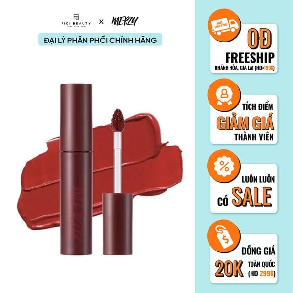 Son Kem Lì, Siêu Mịn Môi Merzy Bite The Beat Mellow Tint - M1 Mahogany - ĐỎ NÂU TRẦM