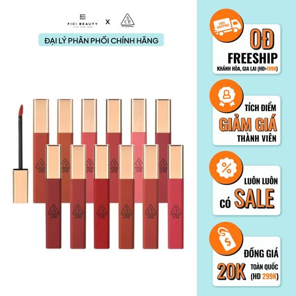 Son Kem Siêu Lì, Mịn Môi 3CE Cloud Lip Tint 4g