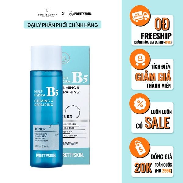 Nước Hoa Hồng PrettySkin B5 Multi Hydrat Cấp Ẩm Phục hồi 205ml