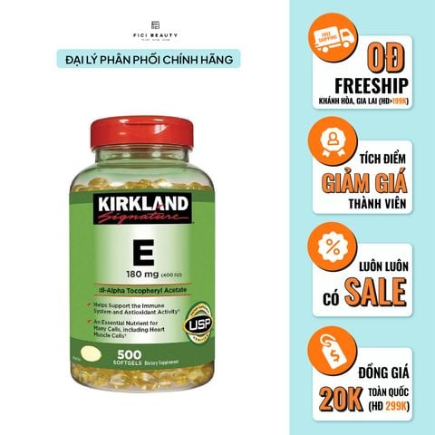 Viên Uống Bổ Sung Vitamin E Kirkland E 180mg - 500 Viên