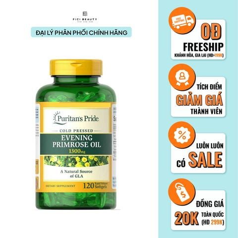 Viên Uống Cân Bằng Nội Tiết Tố Nữ Tinh Dầu Hoa Anh Thảo Puritan's Pride Evening Primrose Oil 1000mg - 120 viên