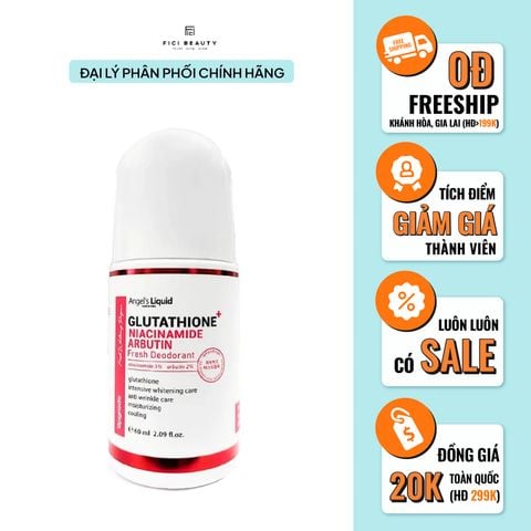 Lăn Khử Mùi Mờ Thâm, Dưỡng Trắng Vùng Da Dưới Cánh Tay Angel's Liquid Glutathione+ Niacinamide Arbutin Fresh Deodorant 60ml