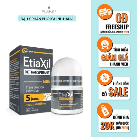Lăn Khử Mùi Etiaxil Detranspirant Men Peaux Sensibles Roll-On 15ml