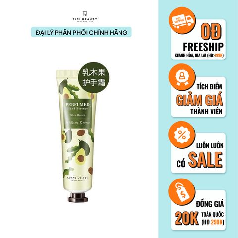 Kem Dưỡng Cấp Ẩm & Dưỡng Trắng Da Tay MAYCREATE 30g - Shea Butter (Hương Bơ Hạt Mỡ)