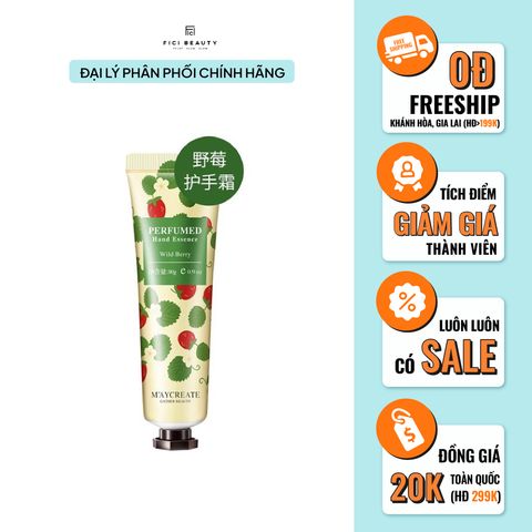Kem Dưỡng Cấp Ẩm & Dưỡng Trắng Da Tay MAYCREATE 30g - Wild Berry (Hương Dâu Rừng)