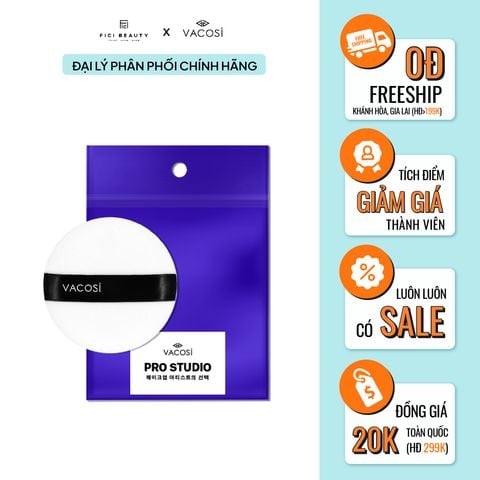 Bông Phấn Khô Tròn Trung Pro Vacosi Large Round Pro Puff - PK03