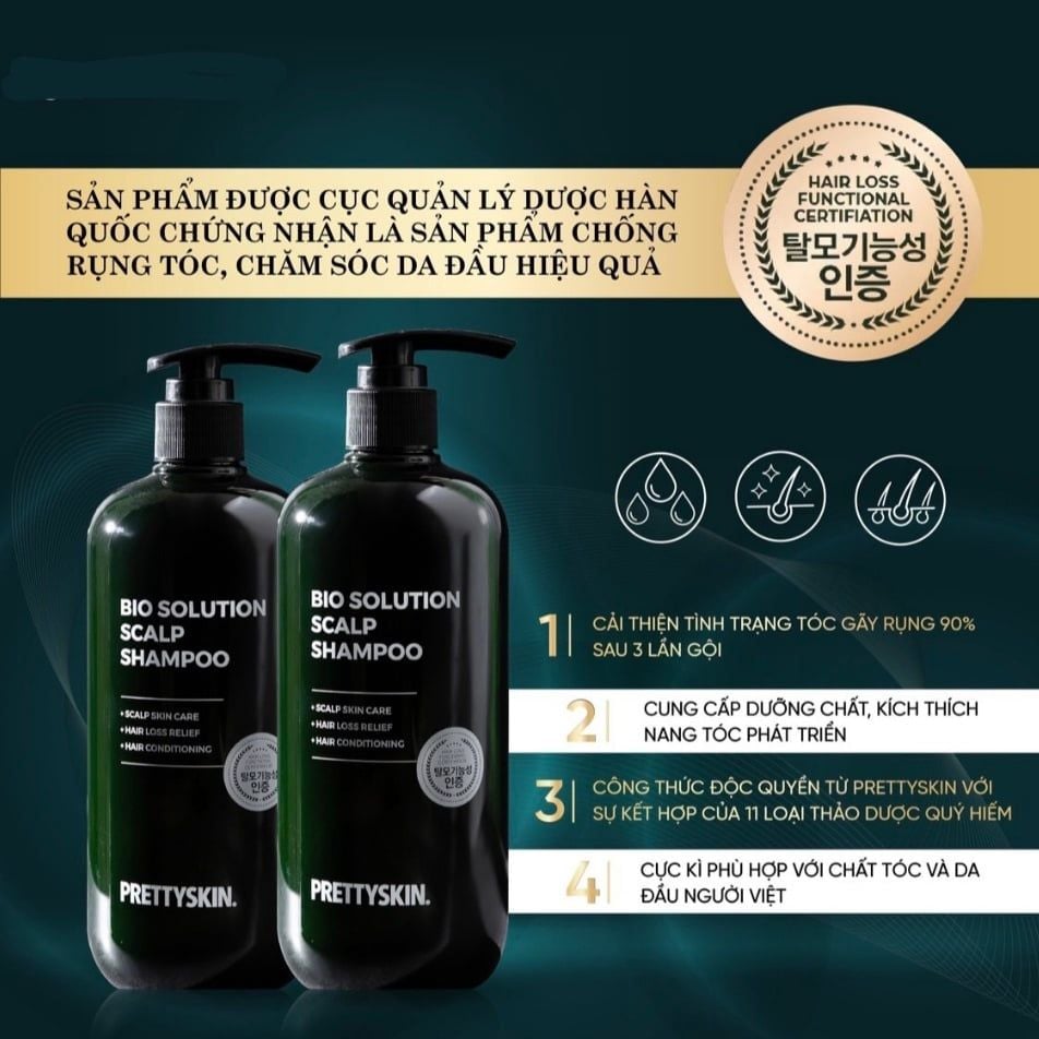 Cặp Dầu Gội/Xả Chống Rụng Tóc Pretty Skin Bio Solution Scalp Shampoo 500ml